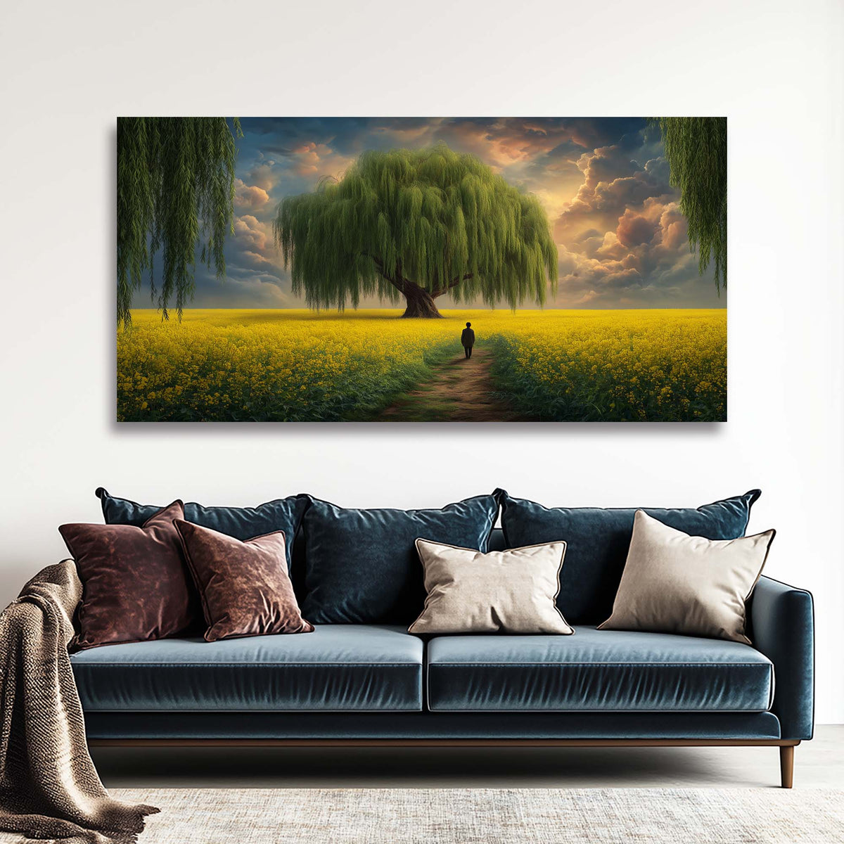 Yellow Mysterious Horror Canvas Wall Art for Living Room Prints Artwork Bedroom Office Decor