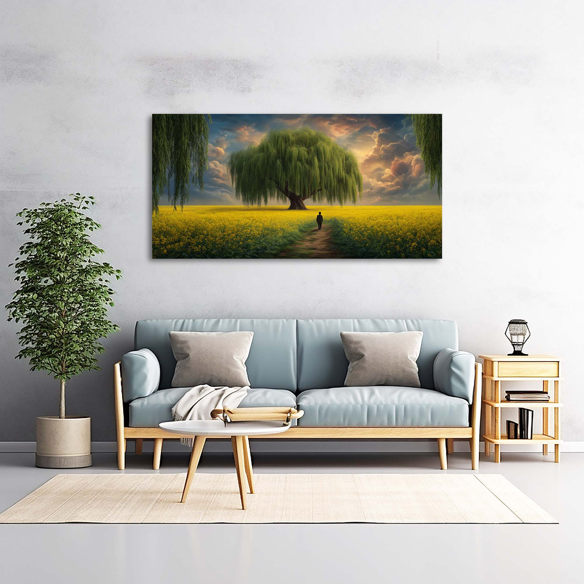 Yellow Mysterious Horror Canvas Wall Art for Living Room Prints Artwork Bedroom Office Decor