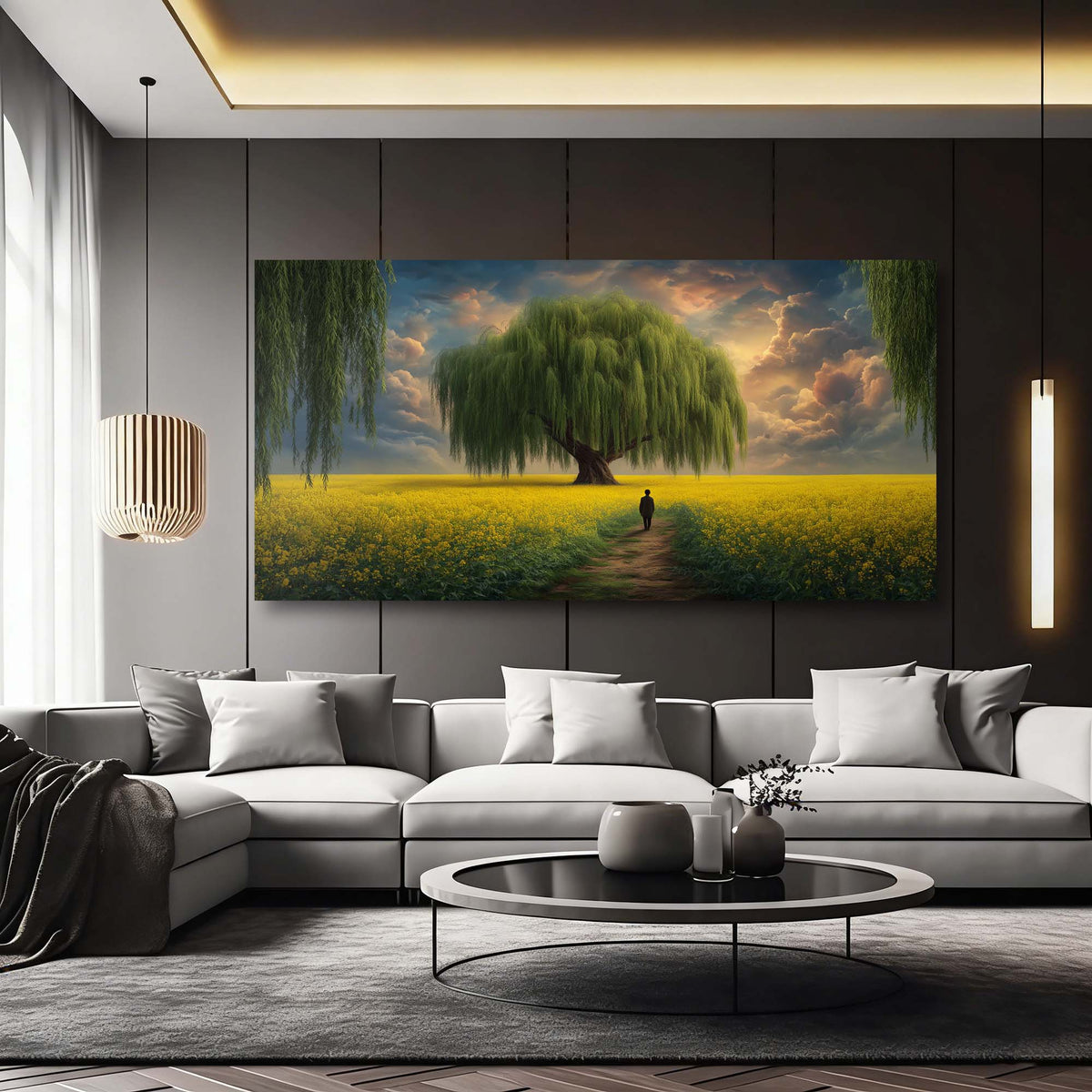 Yellow Mysterious Horror Canvas Wall Art for Living Room Prints Artwork Bedroom Office Decor