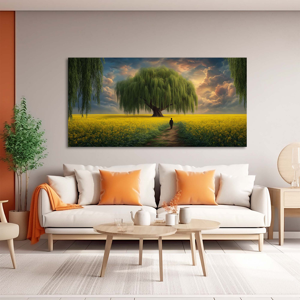 Yellow Mysterious Horror Canvas Wall Art for Living Room Prints Artwork Bedroom Office Decor