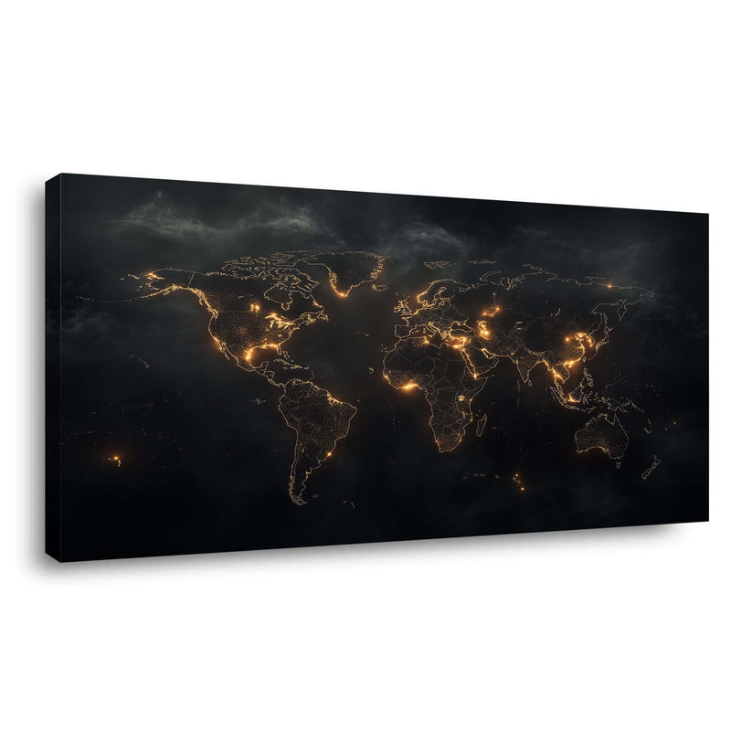 Gold Urban Maps Canvas Wall Art for Living Room Prints Artwork Bedroom Office Decor