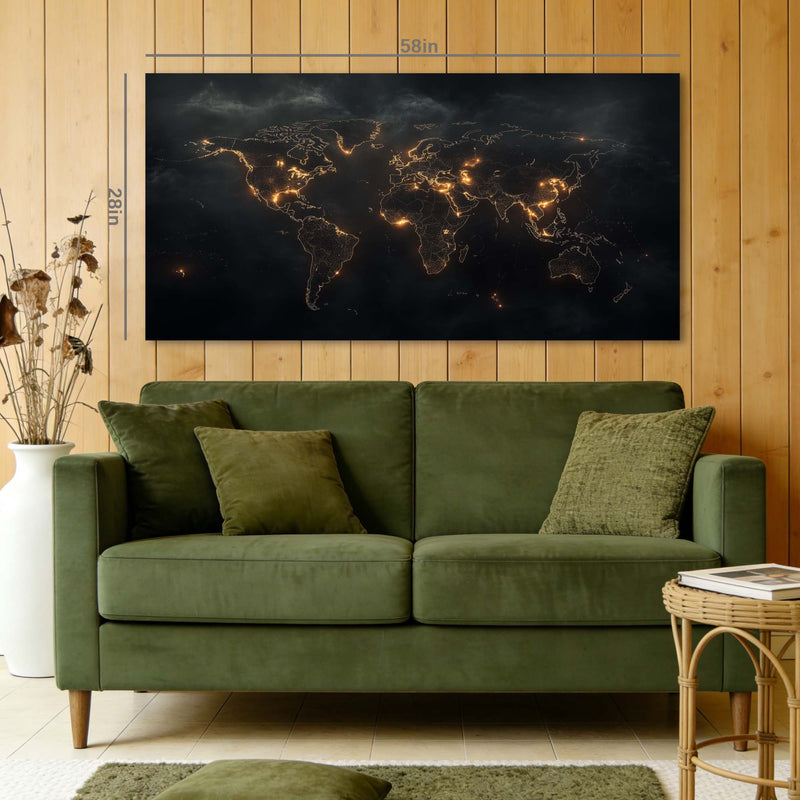 Gold Urban Maps Canvas Wall Art for Living Room Prints Artwork Bedroom Office Decor