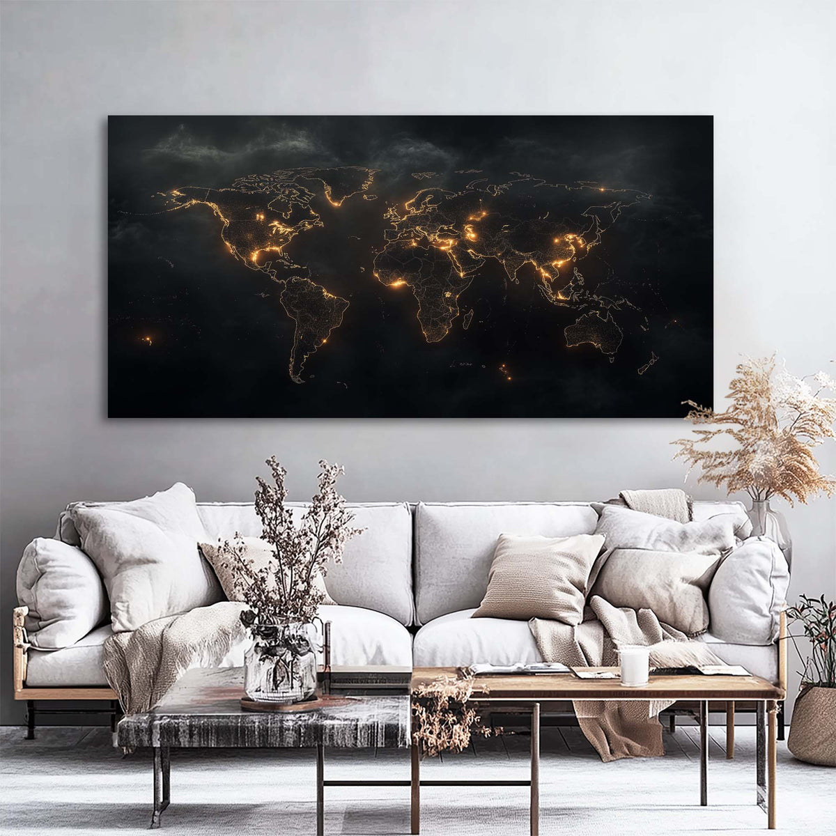 Gold Urban Maps Canvas Wall Art for Living Room Prints Artwork Bedroom Office Decor