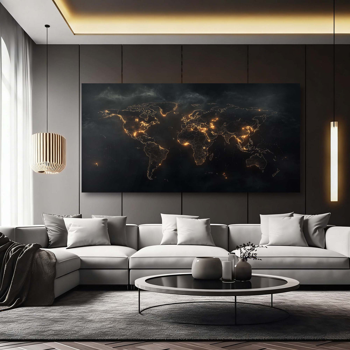 Gold Urban Maps Canvas Wall Art for Living Room Prints Artwork Bedroom Office Decor