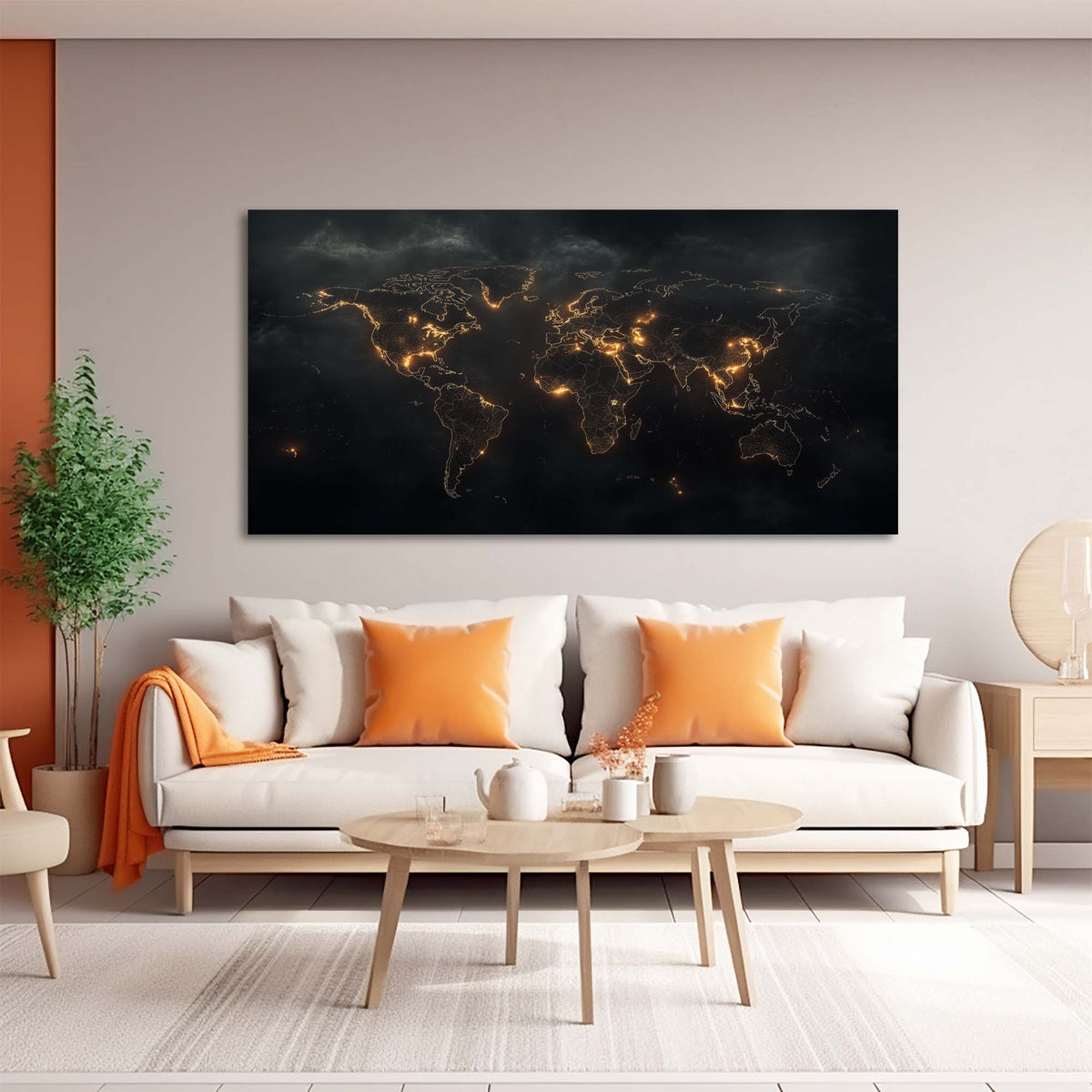 Gold Urban Maps Canvas Wall Art for Living Room Prints Artwork Bedroom Office Decor