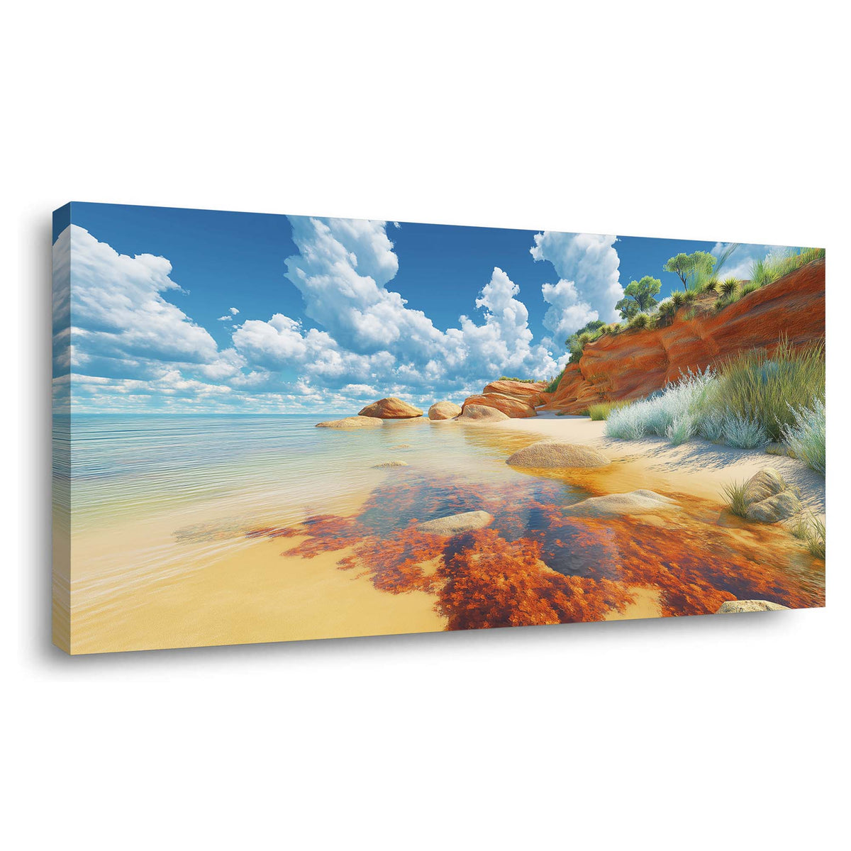 White Coastal Nature Wall Art Modern Canvas Painting Prints Artwork Office Hallway Bedroom Living Room Decor