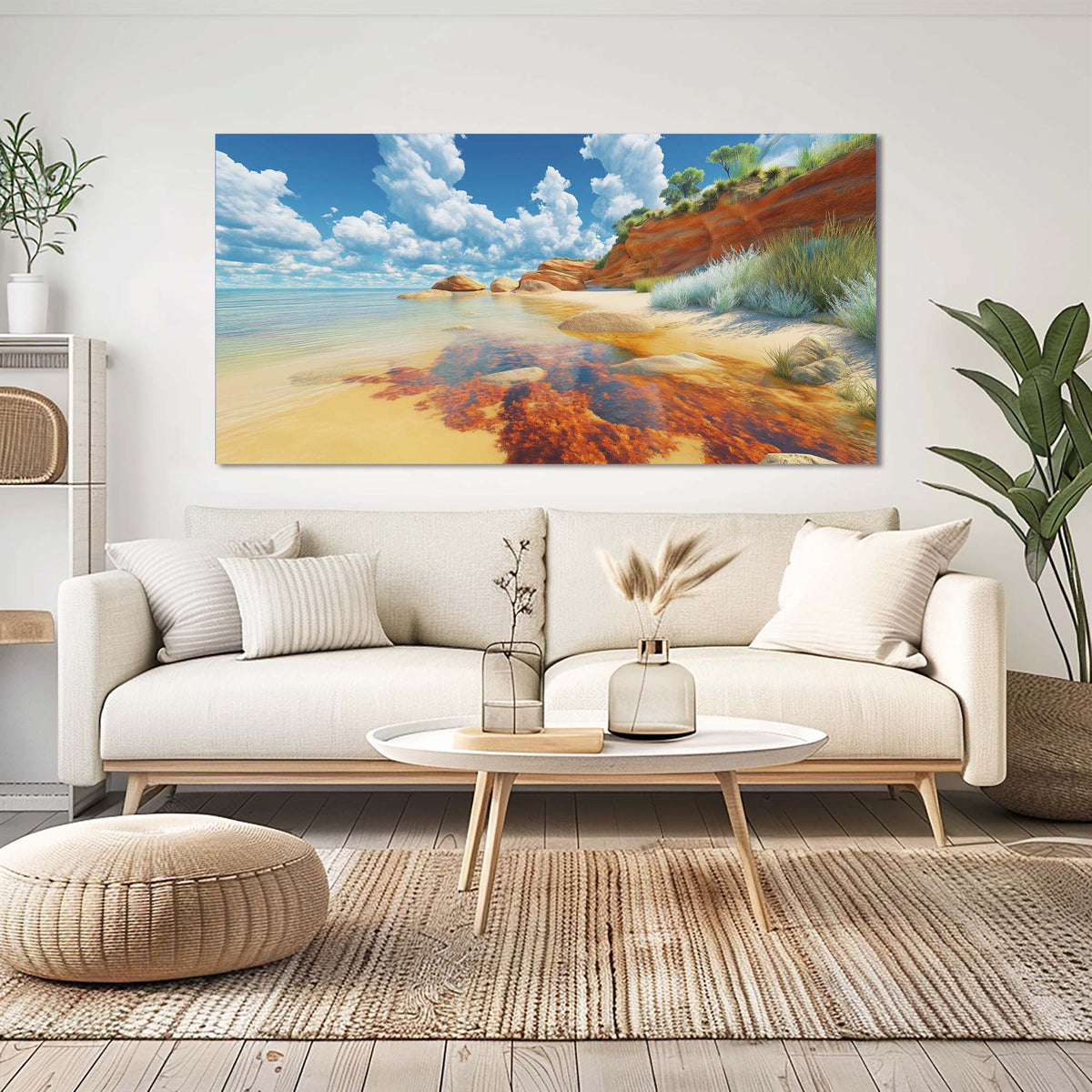 White Coastal Nature Wall Art Modern Canvas Painting Prints Artwork Office Hallway Bedroom Living Room Decor