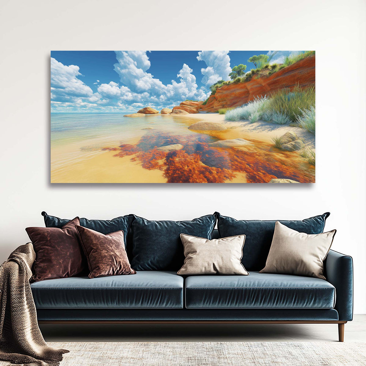 White Coastal Nature Wall Art Modern Canvas Painting Prints Artwork Office Hallway Bedroom Living Room Decor