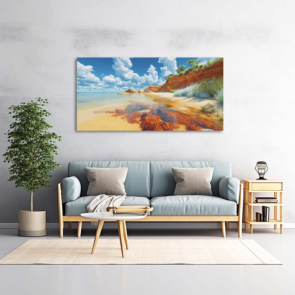 White Coastal Nature Wall Art Modern Canvas Painting Prints Artwork Office Hallway Bedroom Living Room Decor