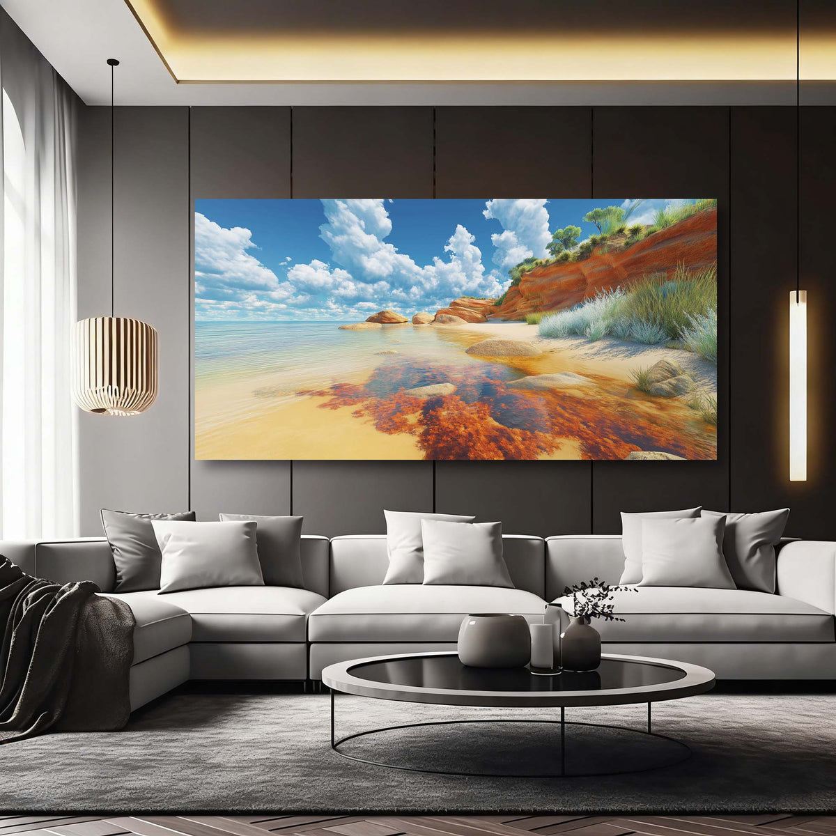 White Coastal Nature Wall Art Modern Canvas Painting Prints Artwork Office Hallway Bedroom Living Room Decor