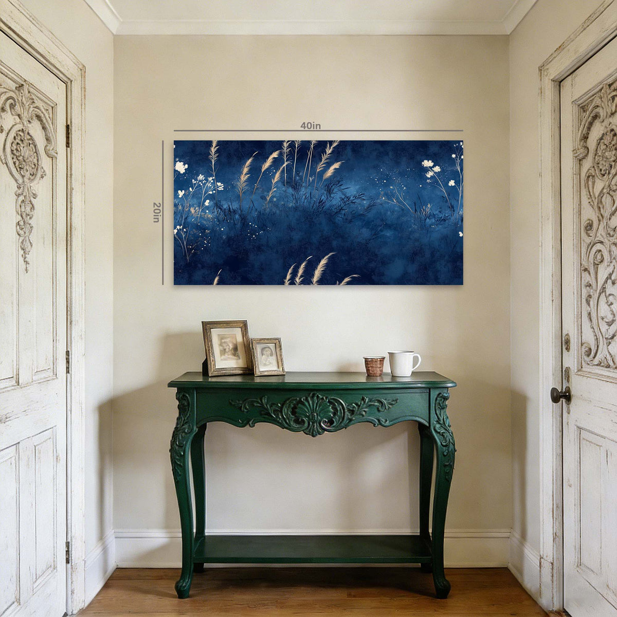 Navy Blue Mysterious Nature Wall Art Modern Canvas Painting Prints Artwork Office Hallway Bedroom Living Room Decor
