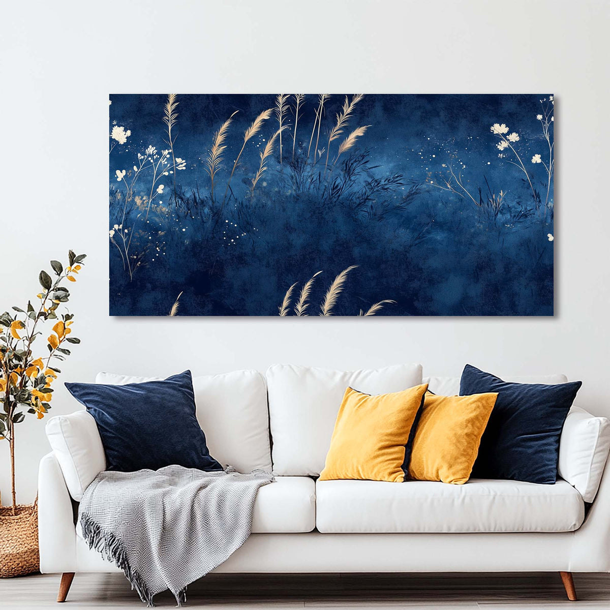 Navy Blue Mysterious Nature Wall Art Modern Canvas Painting Prints Artwork Office Hallway Bedroom Living Room Decor