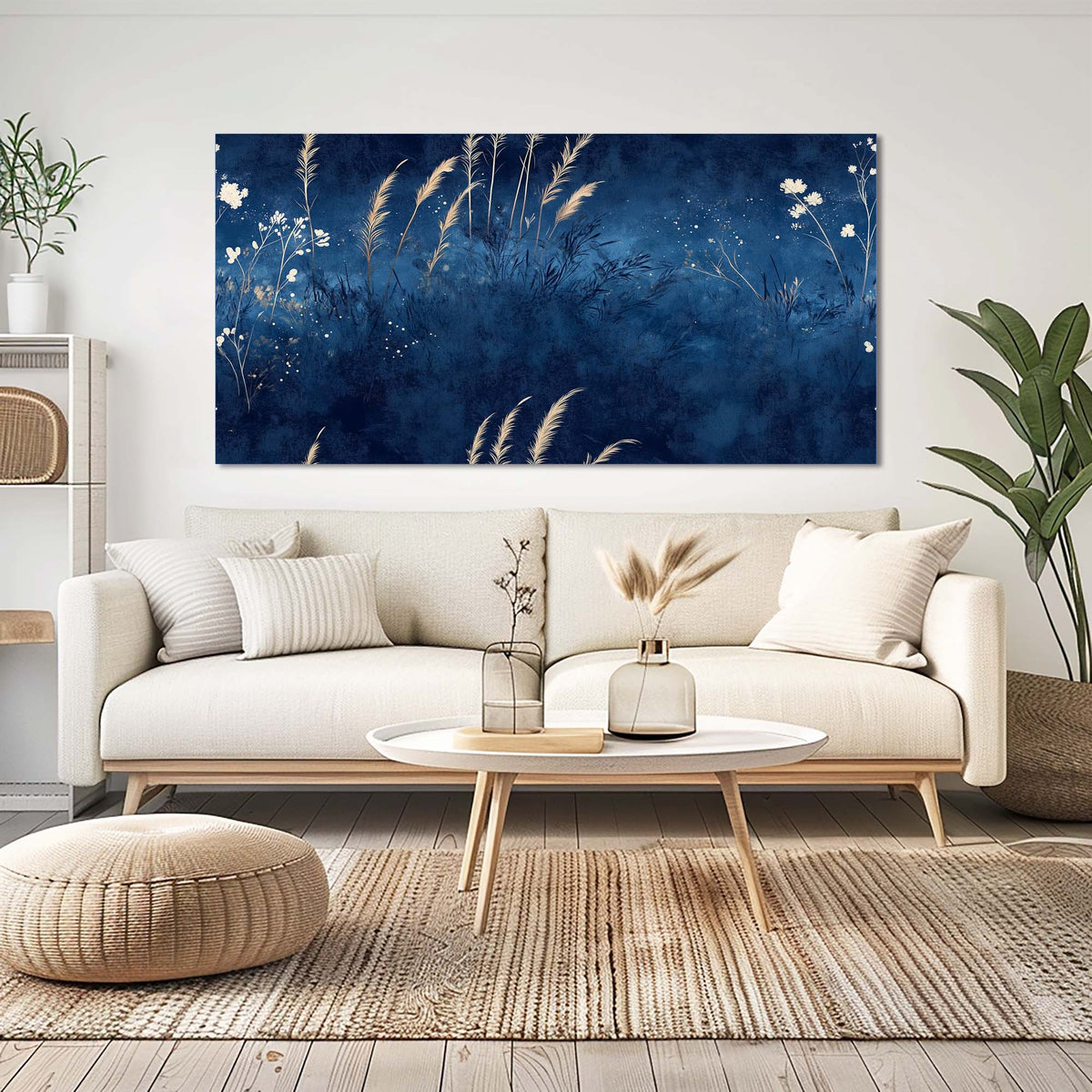 Navy Blue Mysterious Nature Wall Art Modern Canvas Painting Prints Artwork Office Hallway Bedroom Living Room Decor