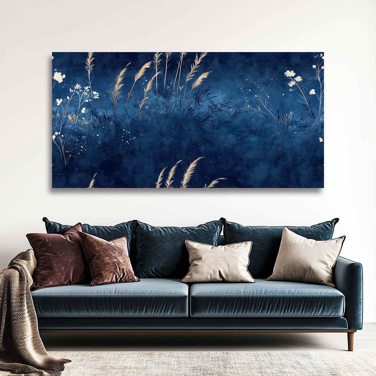Navy Blue Mysterious Nature Wall Art Modern Canvas Painting Prints Artwork Office Hallway Bedroom Living Room Decor