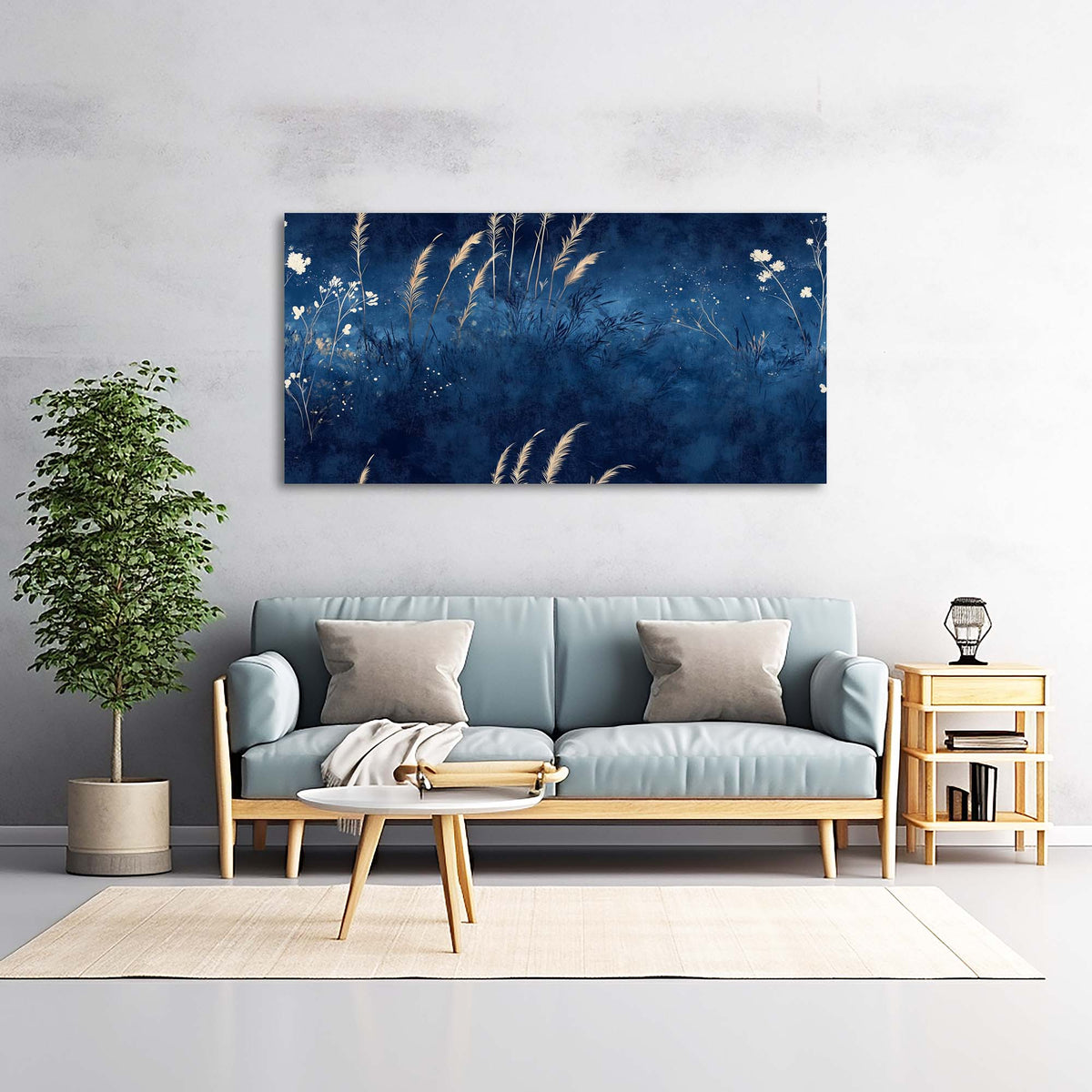 Navy Blue Mysterious Nature Wall Art Modern Canvas Painting Prints Artwork Office Hallway Bedroom Living Room Decor