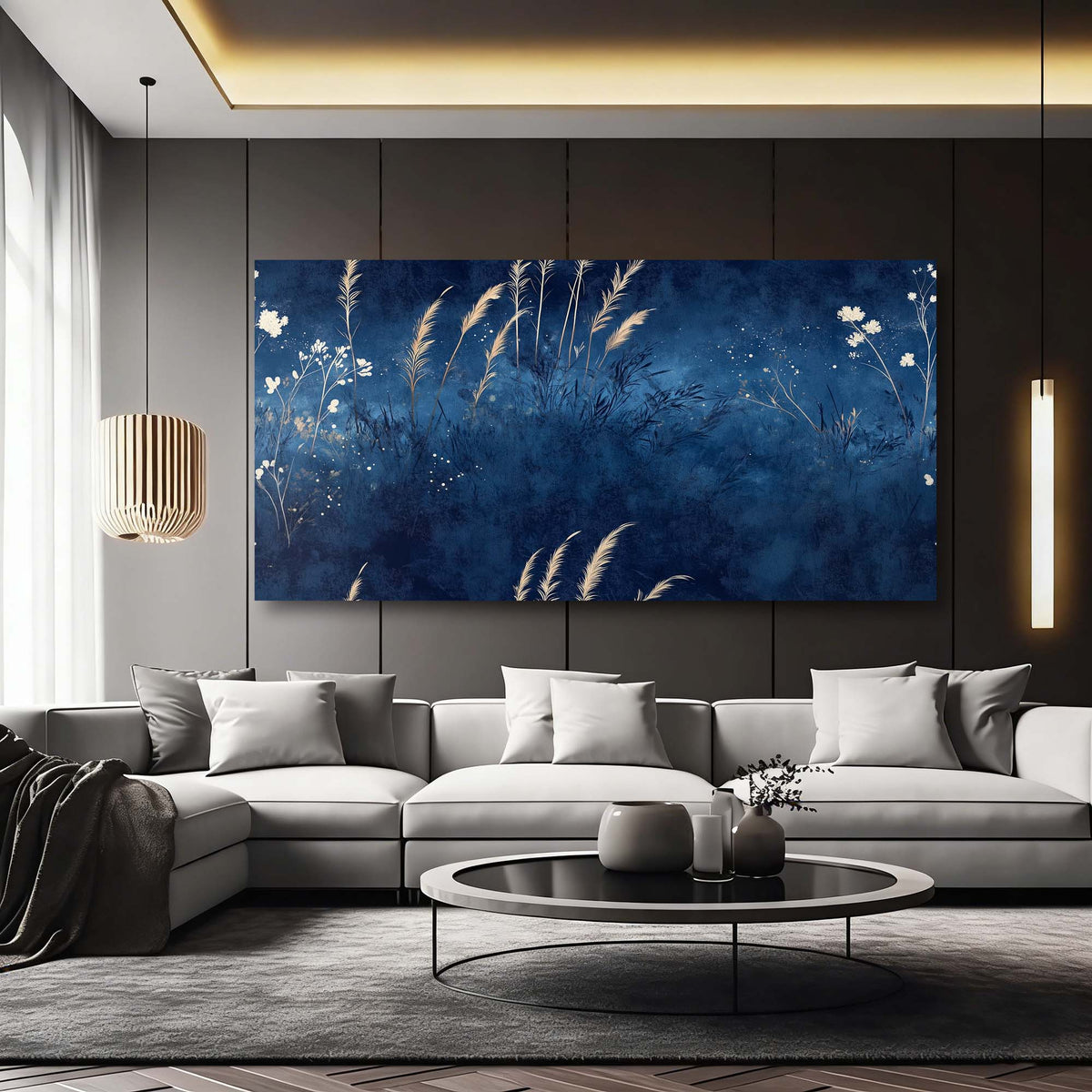 Navy Blue Mysterious Nature Wall Art Modern Canvas Painting Prints Artwork Office Hallway Bedroom Living Room Decor