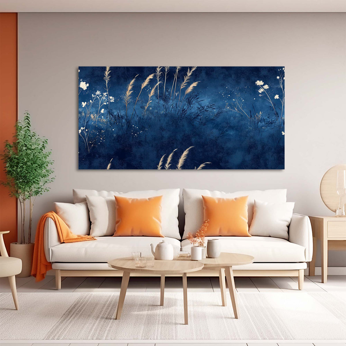 Navy Blue Mysterious Nature Wall Art Modern Canvas Painting Prints Artwork Office Hallway Bedroom Living Room Decor