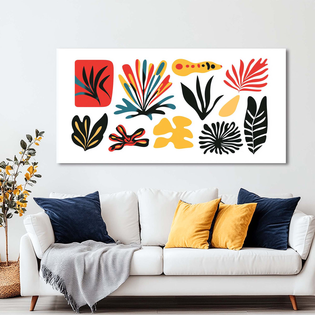 Blue Abstract Nature Wall Art for Living Room Canvas Painting Prints Artwork Family Bedroom Office Decor