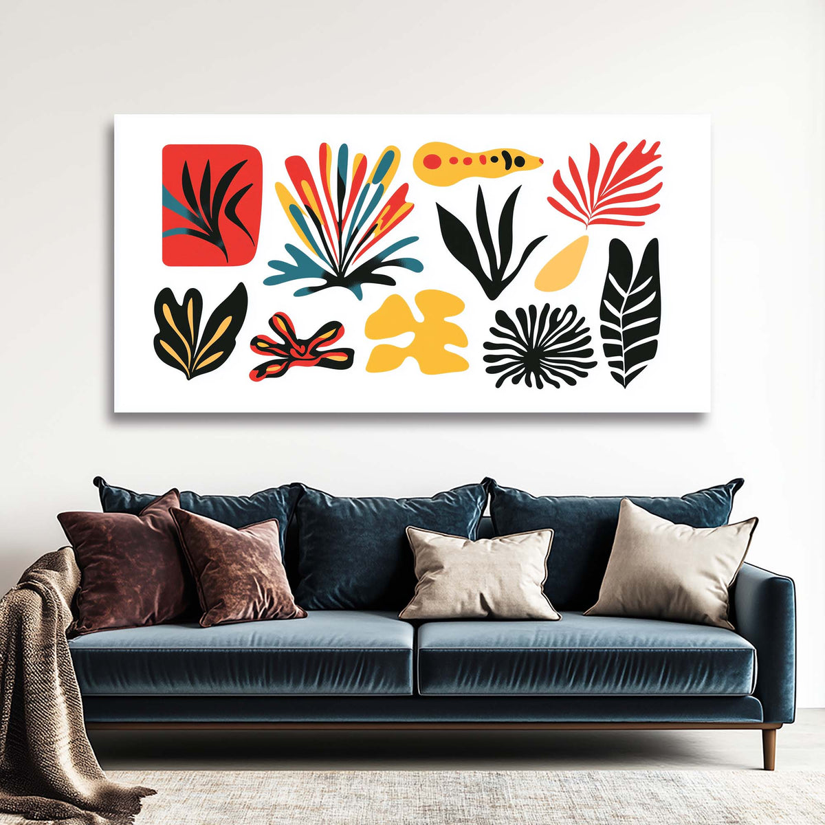 Blue Abstract Nature Wall Art for Living Room Canvas Painting Prints Artwork Family Bedroom Office Decor