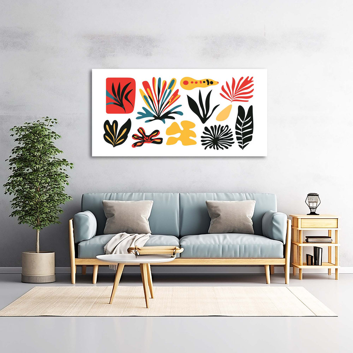 Blue Abstract Nature Wall Art for Living Room Canvas Painting Prints Artwork Family Bedroom Office Decor