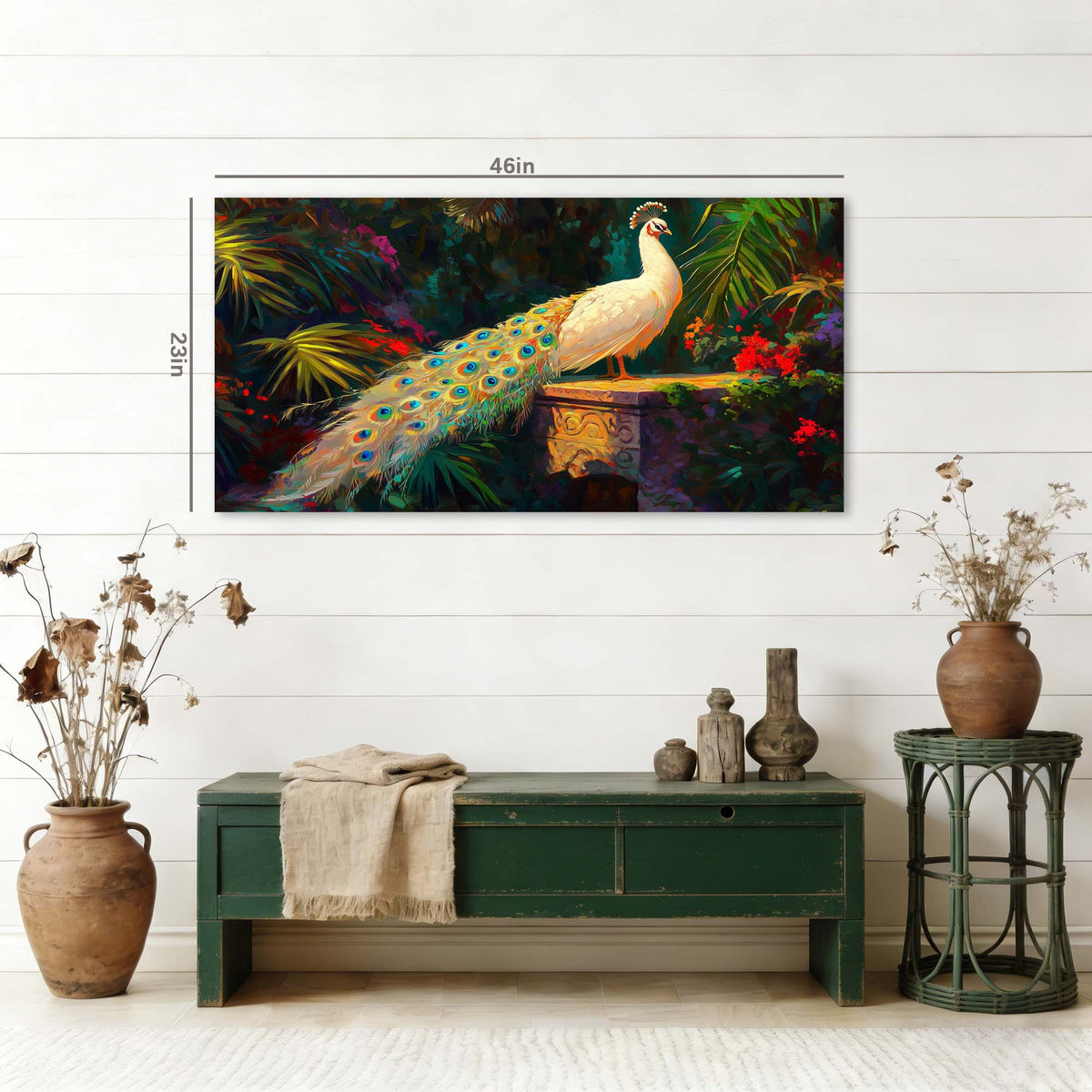 Green Tropical Floral Wall Art for Living Room Canvas Painting Prints Artwork Family Bedroom Office Decor