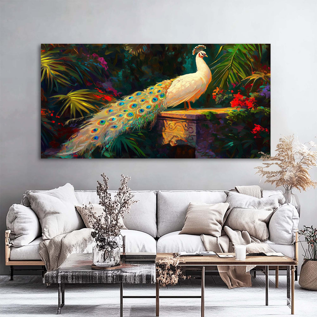 Green Tropical Floral Wall Art for Living Room Canvas Painting Prints Artwork Family Bedroom Office Decor