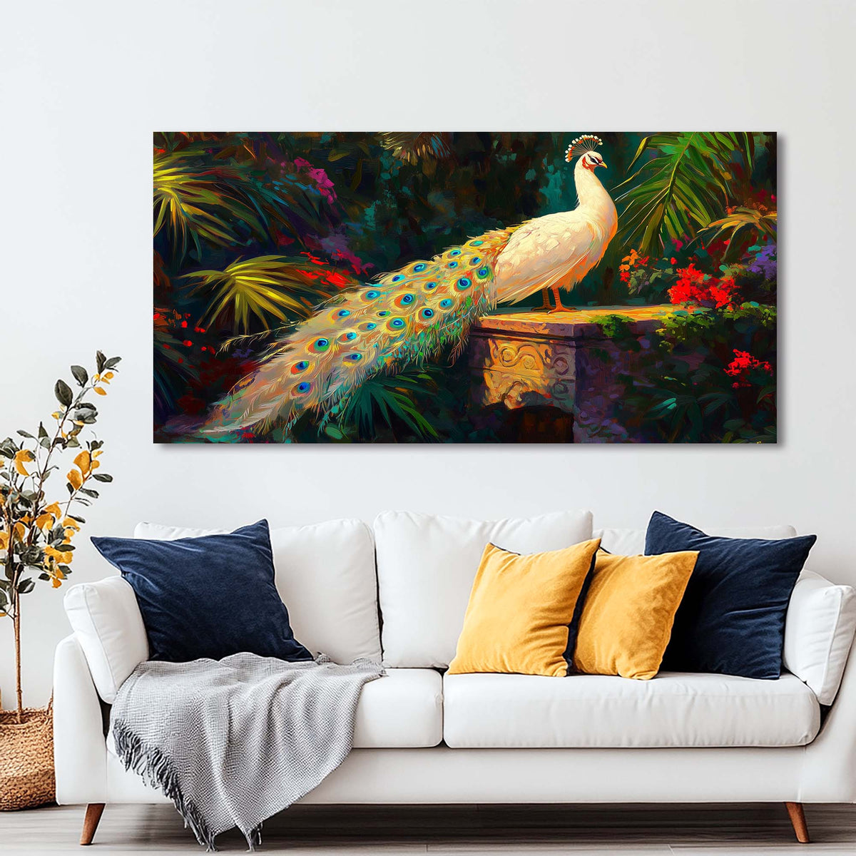 Green Tropical Floral Wall Art for Living Room Canvas Painting Prints Artwork Family Bedroom Office Decor