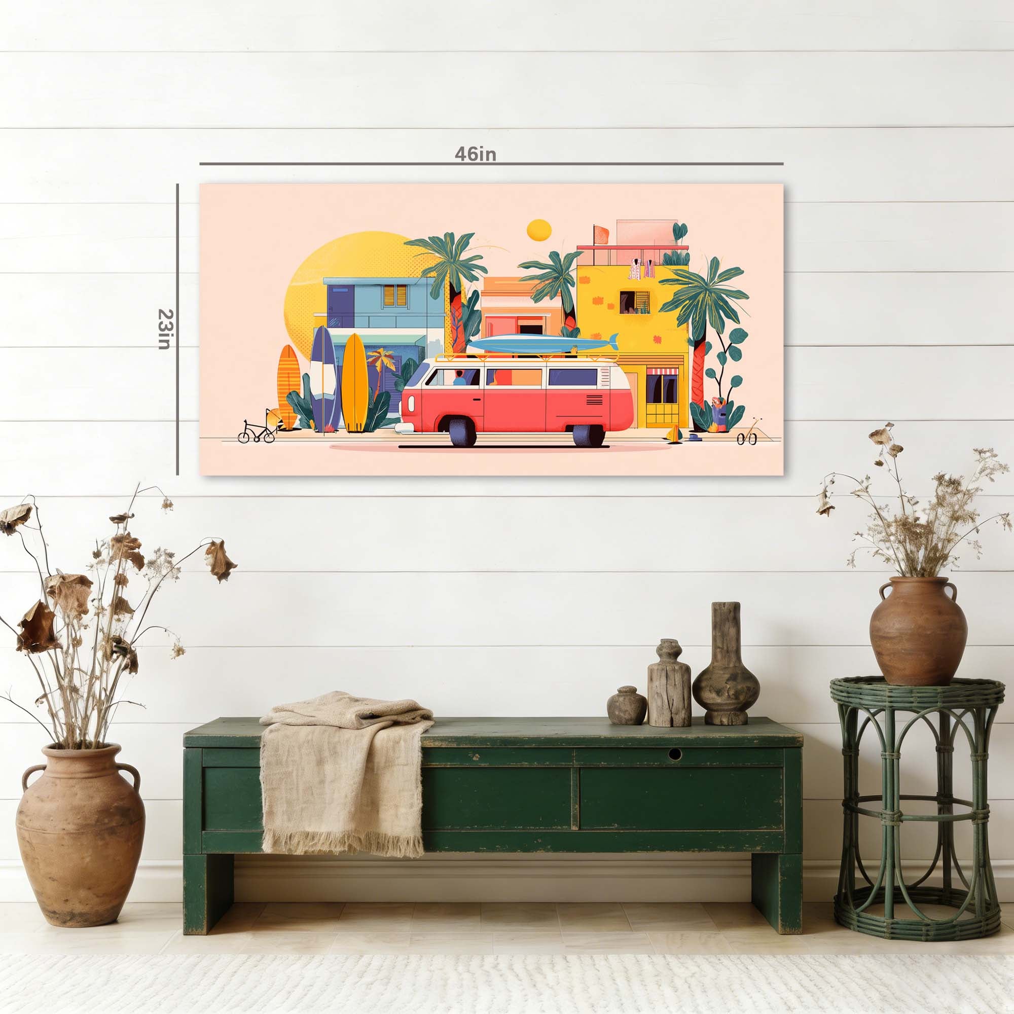 Yellow Tropical Vintage Canvas Wall Art for Living Room Prints Artwork Bedroom Office Decor