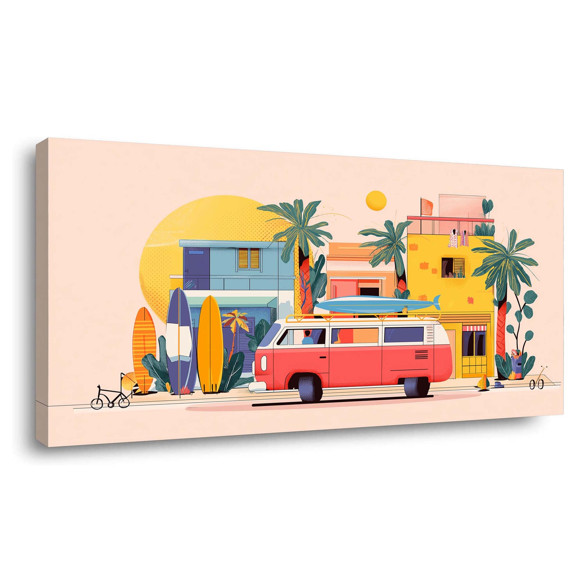 Yellow Tropical Vintage Canvas Wall Art for Living Room Prints Artwork Bedroom Office Decor