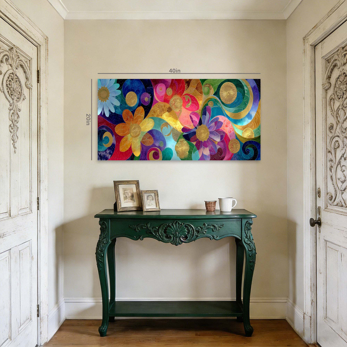 Blue Abstract Floral Wall Art Modern Canvas Painting Prints Artwork Office Hallway Bedroom Living Room Decor
