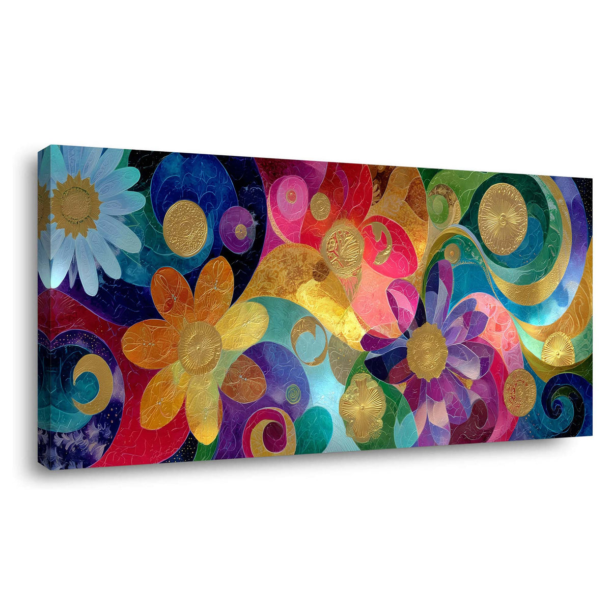 Blue Abstract Floral Wall Art Modern Canvas Painting Prints Artwork Office Hallway Bedroom Living Room Decor