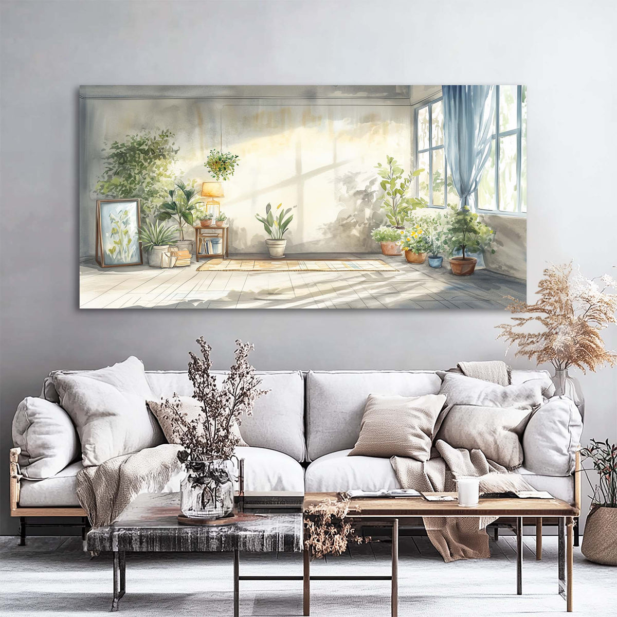 Blue Rustic Nature Canvas Wall Art for Living Room Prints Artwork Bedroom Office Decor