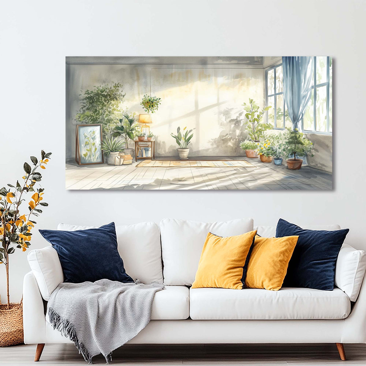 Blue Rustic Nature Canvas Wall Art for Living Room Prints Artwork Bedroom Office Decor