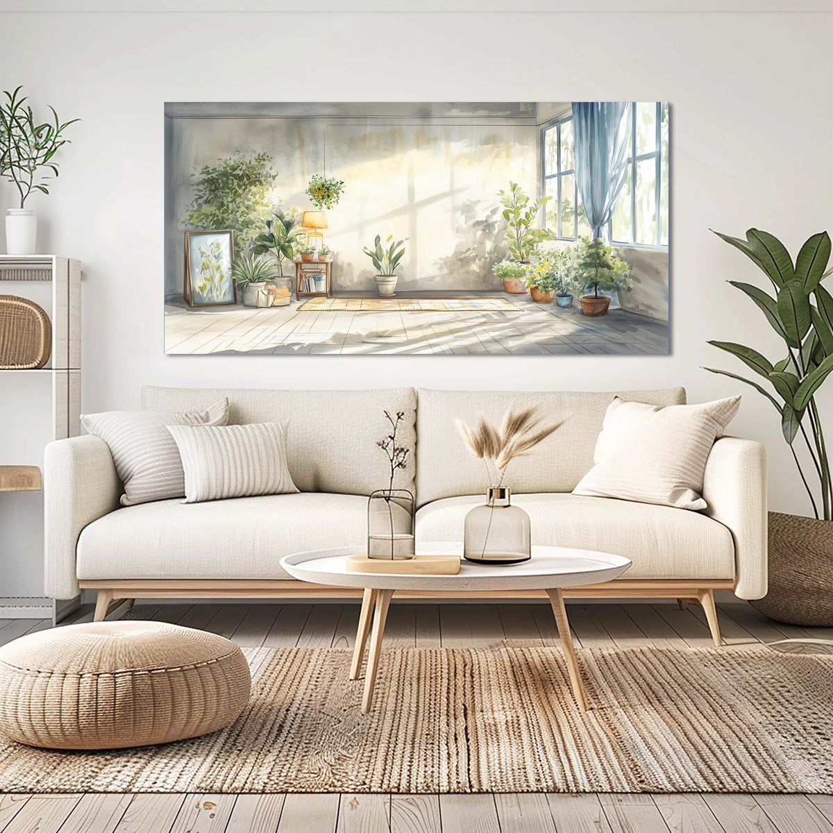 Blue Rustic Nature Canvas Wall Art for Living Room Prints Artwork Bedroom Office Decor