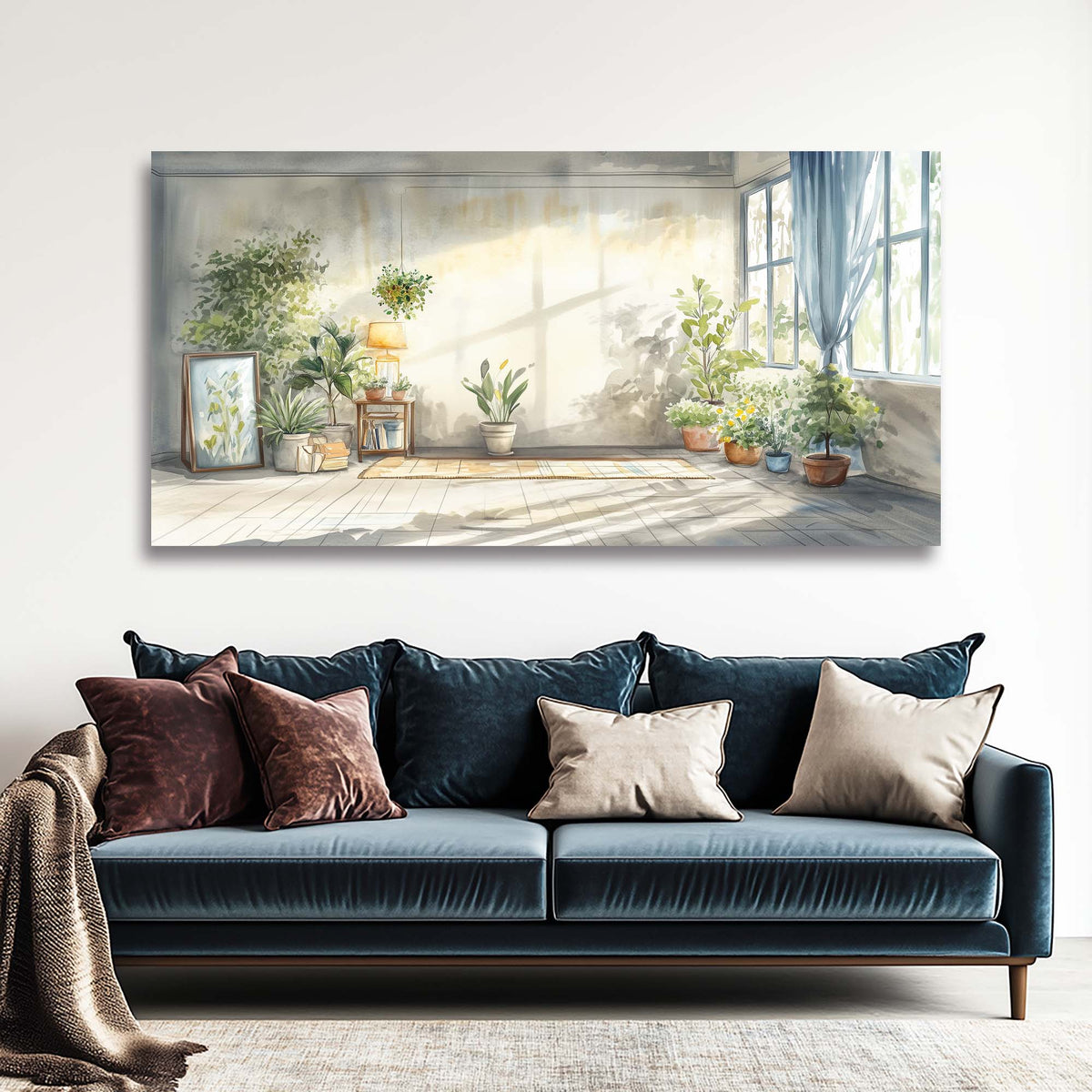Blue Rustic Nature Canvas Wall Art for Living Room Prints Artwork Bedroom Office Decor