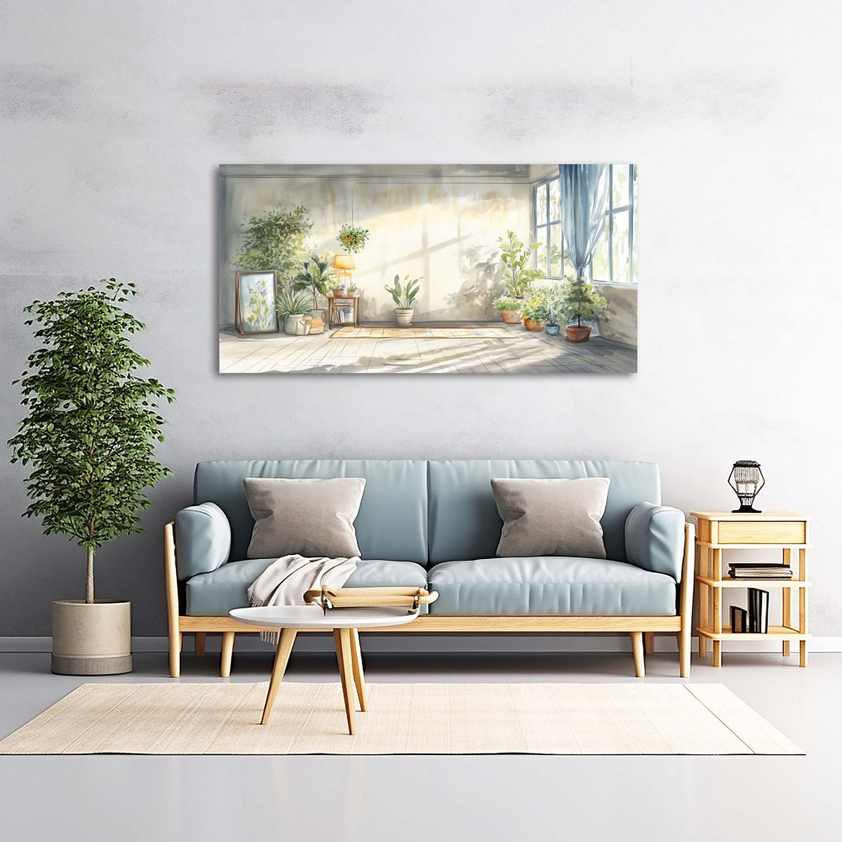 Blue Rustic Nature Canvas Wall Art for Living Room Prints Artwork Bedroom Office Decor