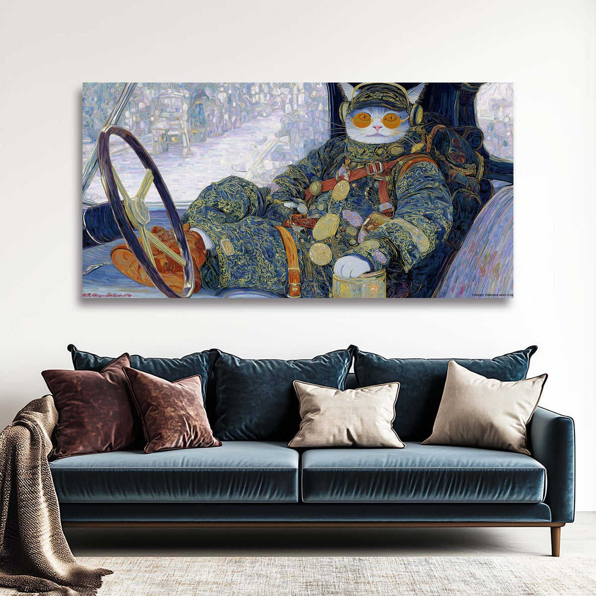 Blue Fantasy Funny Wall Art for Living Room Canvas Painting Prints Artwork Family Bedroom Office Decor