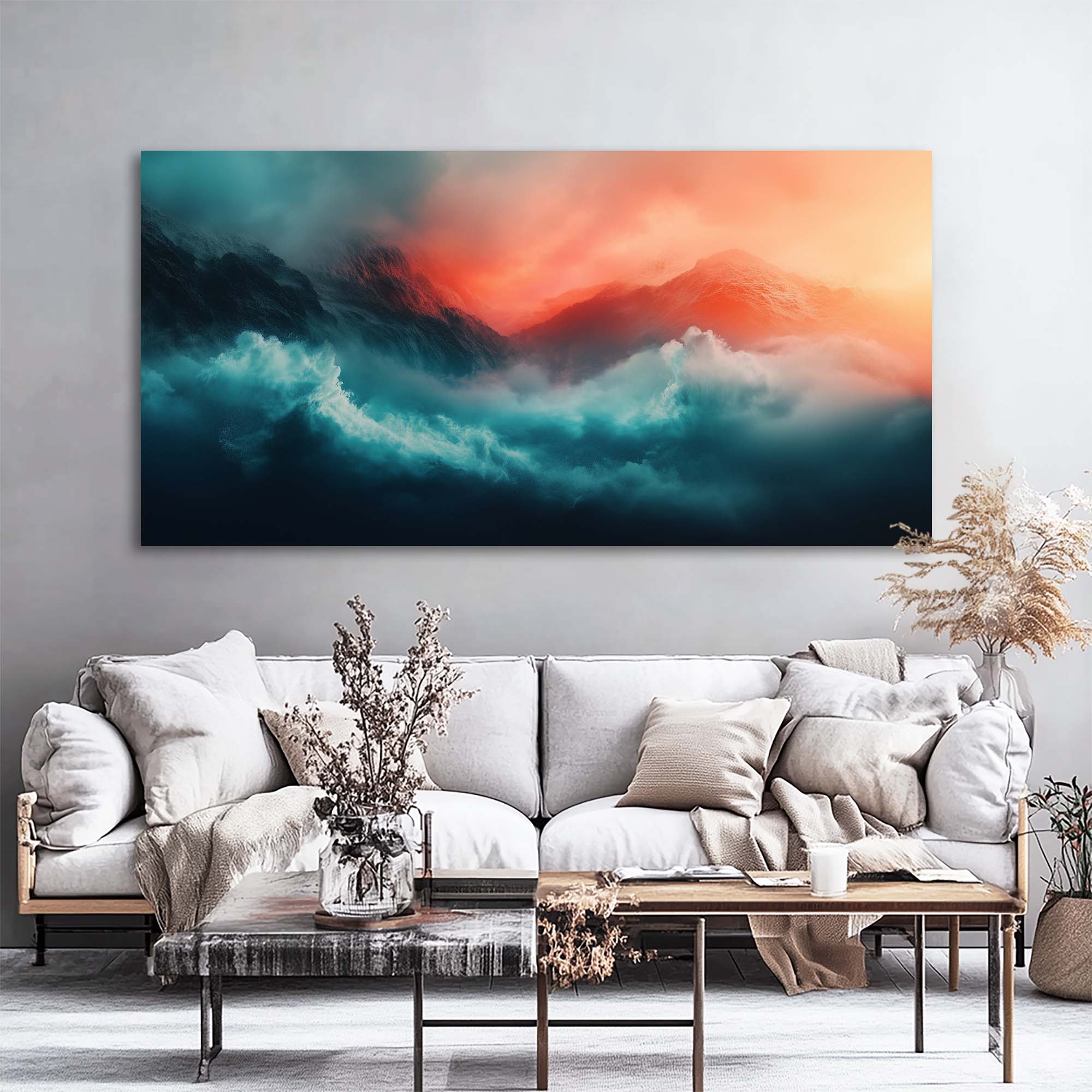 Orange Mysterious Nature Wall Art for Living Room Canvas Painting Prints Artwork Family Bedroom Office Decor