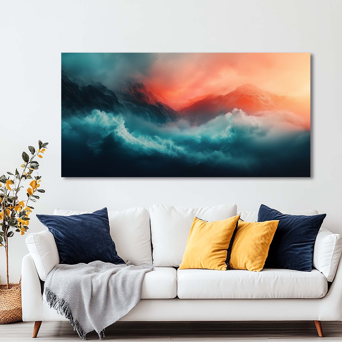 Orange Mysterious Nature Wall Art for Living Room Canvas Painting Prints Artwork Family Bedroom Office Decor