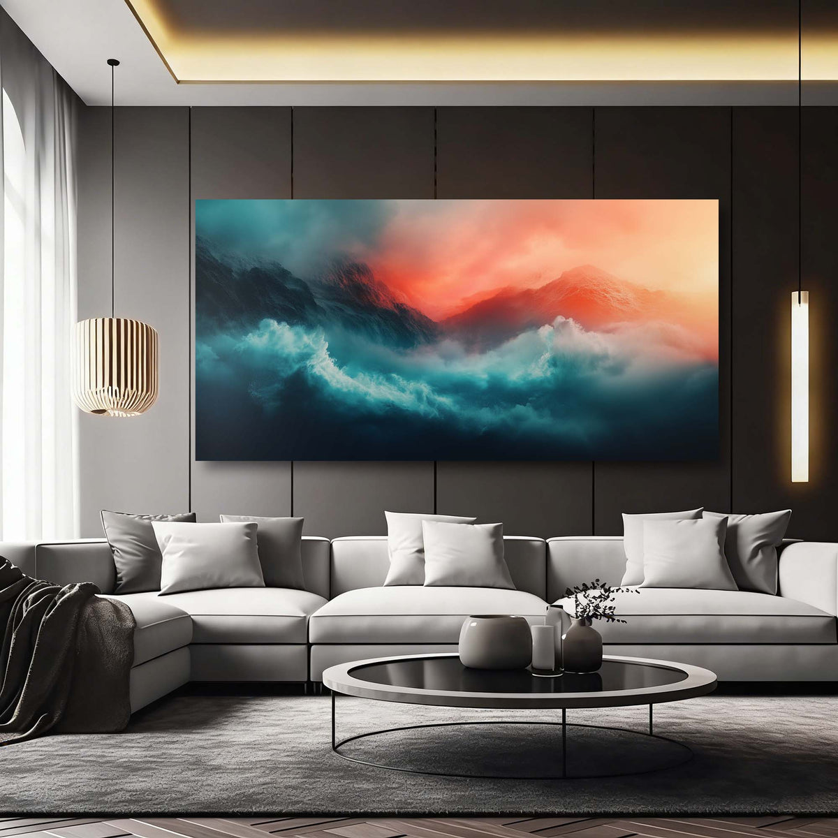 Orange Mysterious Nature Wall Art for Living Room Canvas Painting Prints Artwork Family Bedroom Office Decor