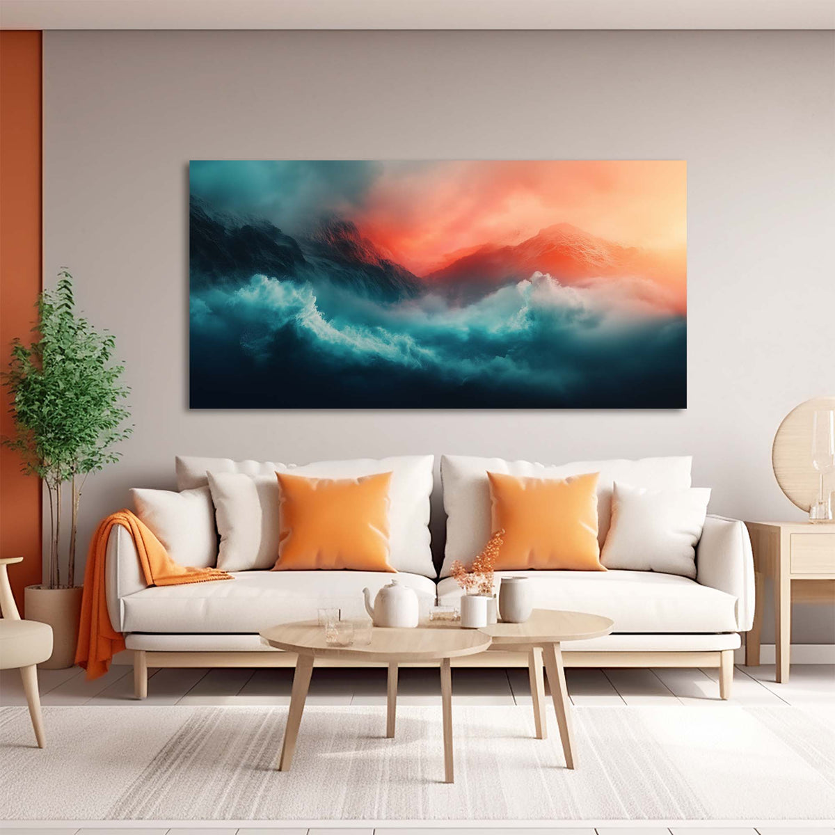 Orange Mysterious Nature Wall Art for Living Room Canvas Painting Prints Artwork Family Bedroom Office Decor
