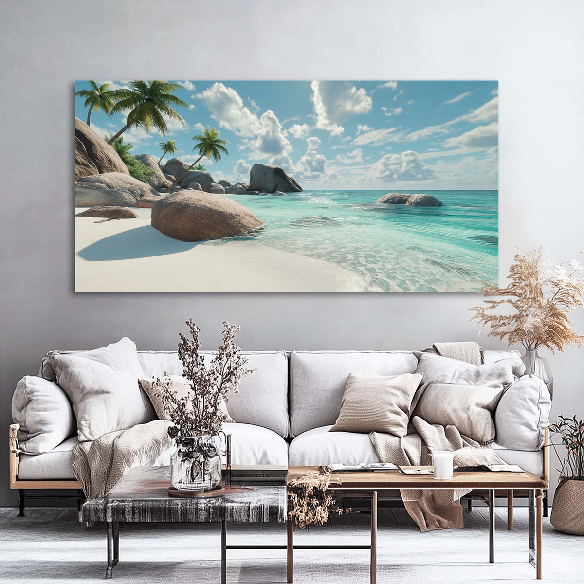 Brown Tropical Nature Canvas Wall Art for Living Room Prints Artwork Bedroom Office Decor