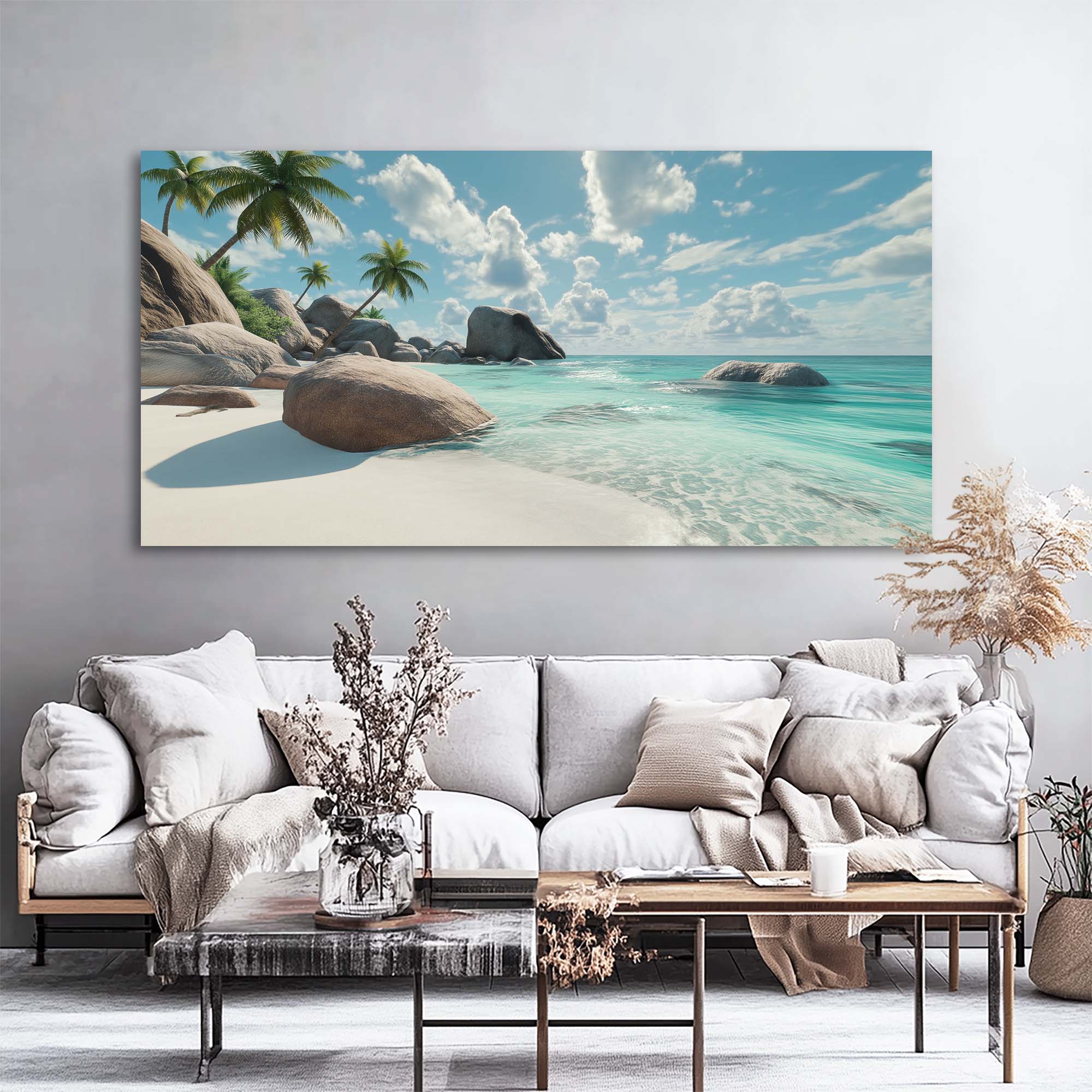 Brown Tropical Nature Canvas Wall Art for Living Room Prints Artwork Bedroom Office Decor