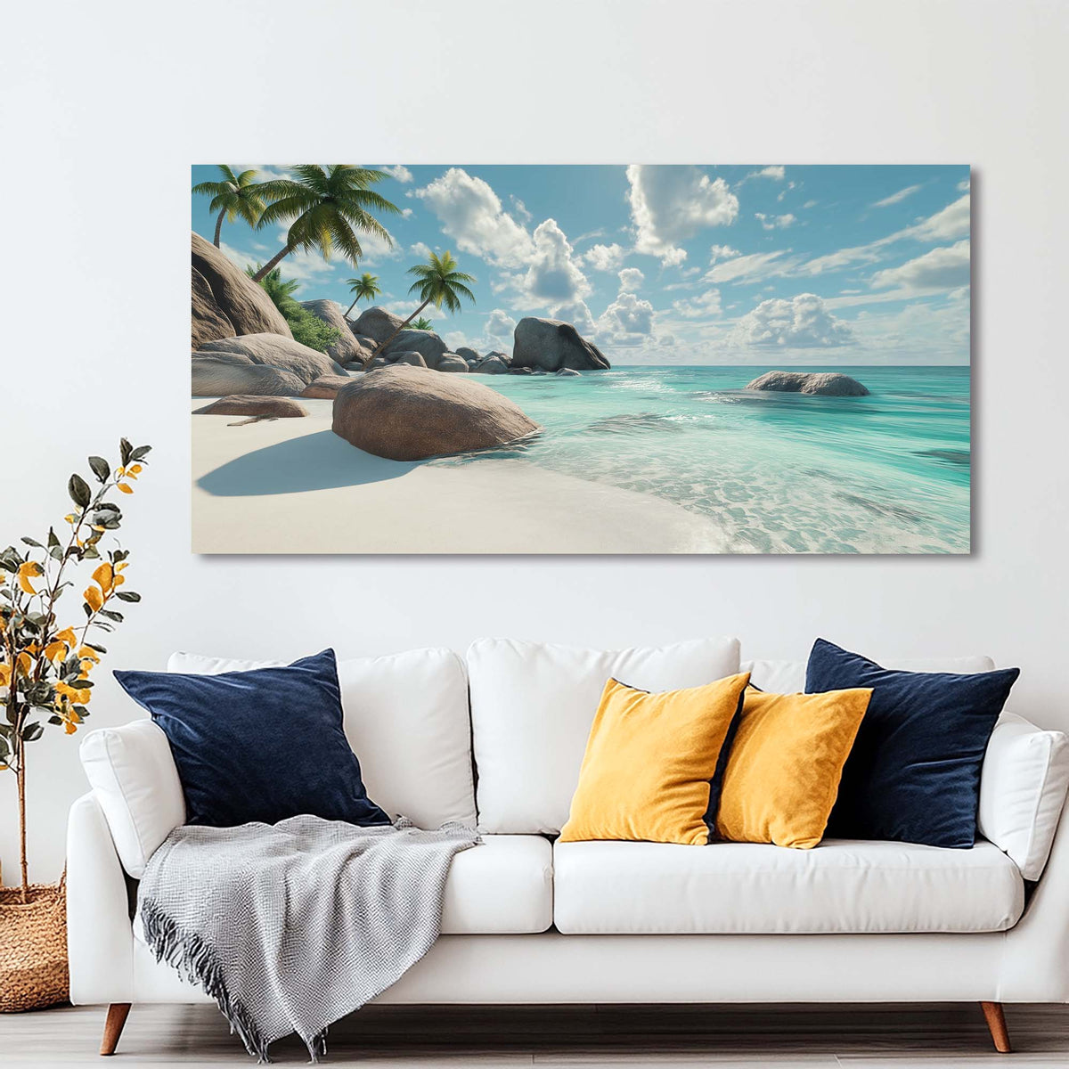 Brown Tropical Nature Canvas Wall Art for Living Room Prints Artwork Bedroom Office Decor