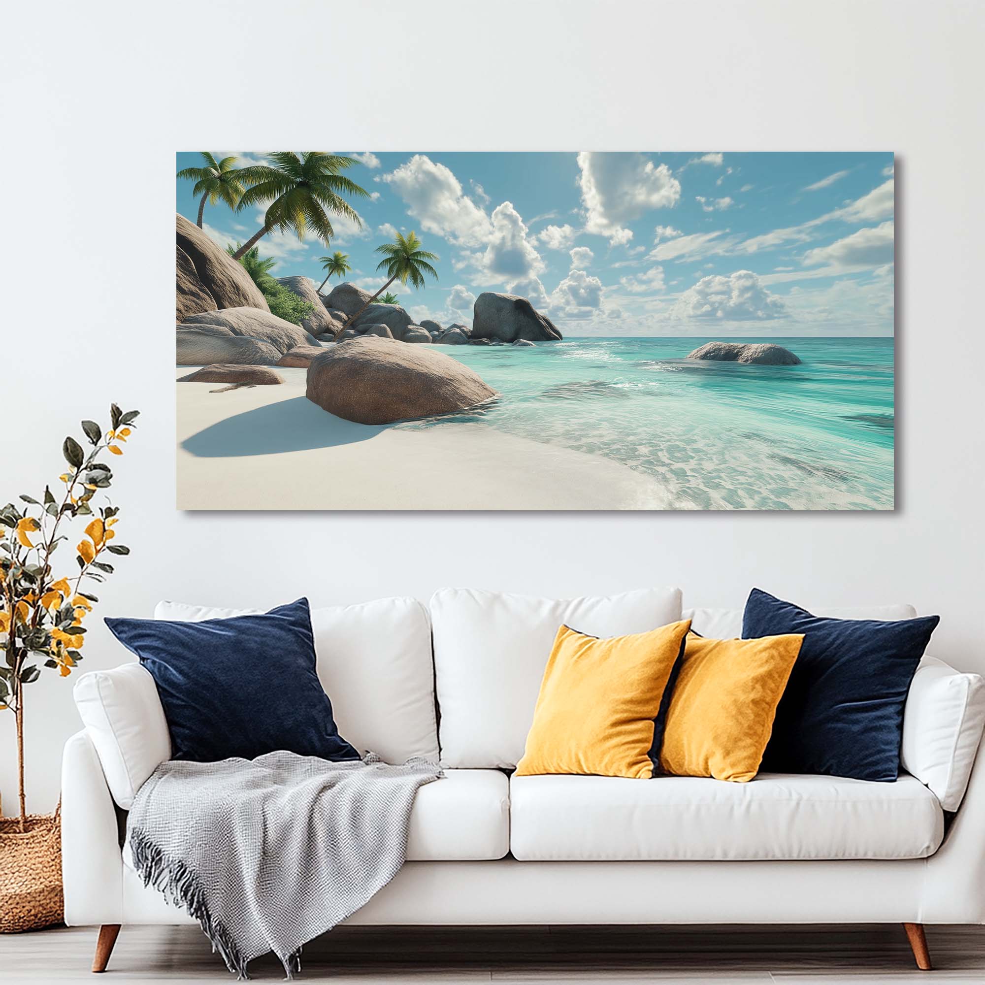 Brown Tropical Nature Canvas Wall Art for Living Room Prints Artwork Bedroom Office Decor