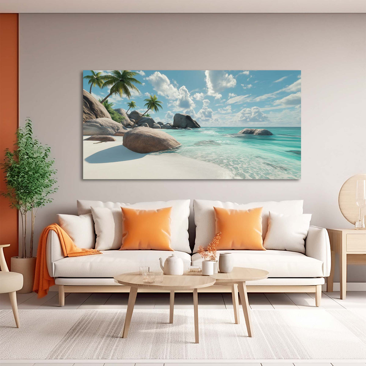 Brown Tropical Nature Canvas Wall Art for Living Room Prints Artwork Bedroom Office Decor
