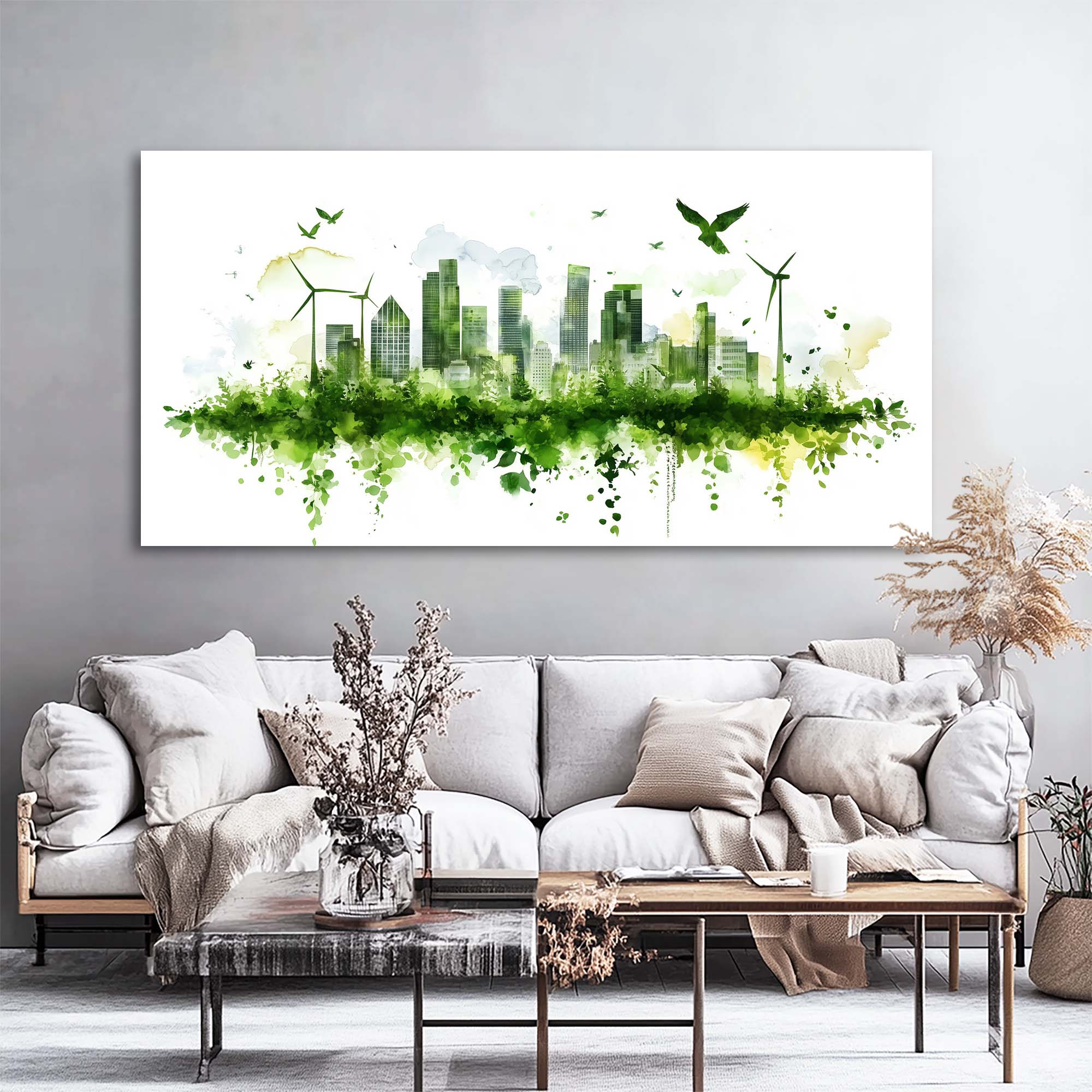 Yellow Urban Nature Wall Art Canvas Painting Prints Artwor Office Bedroom Living Room Decor