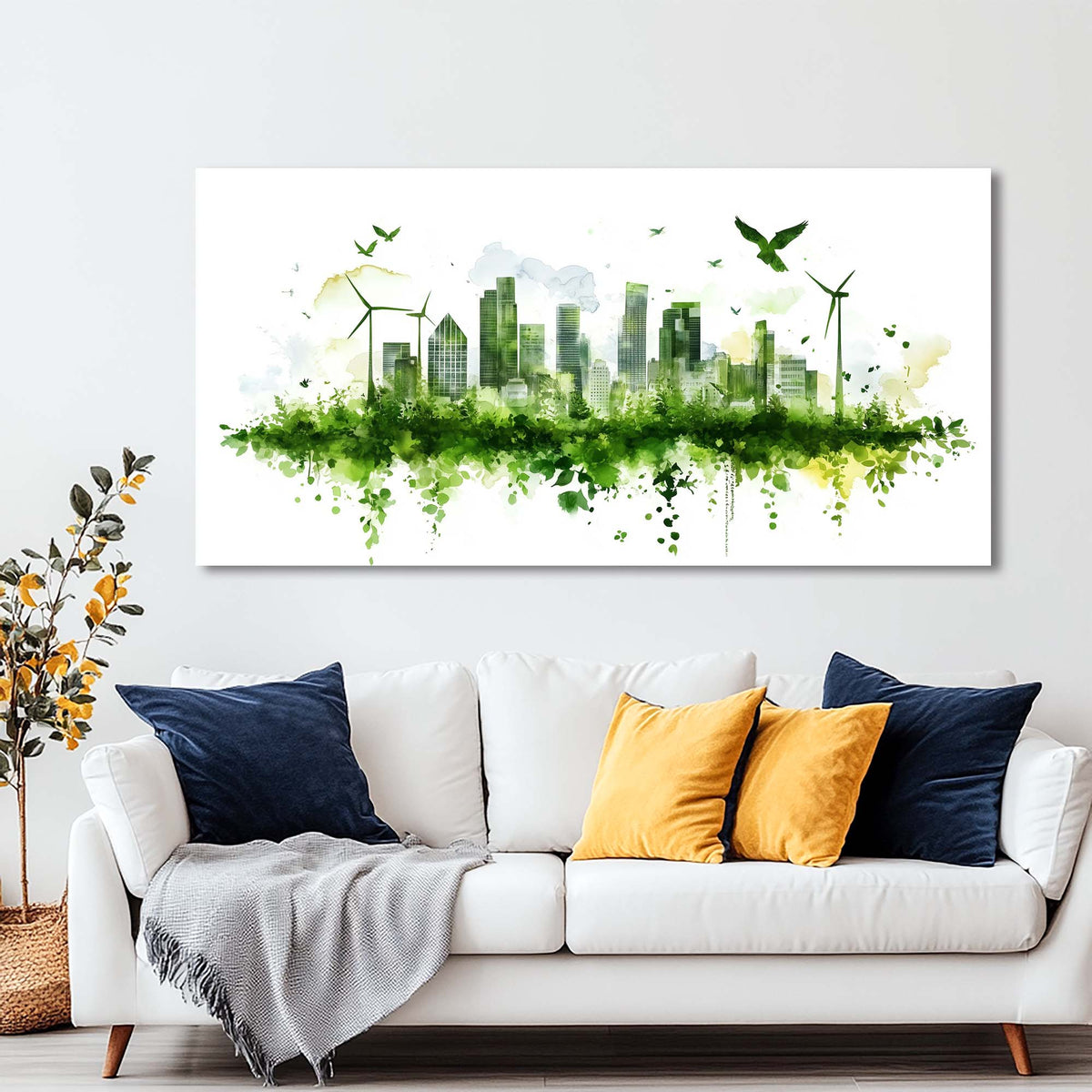 Yellow Urban Nature Wall Art Canvas Painting Prints Artwor Office Bedroom Living Room Decor