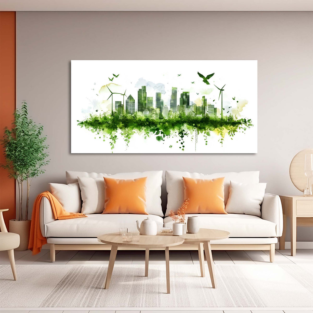 Yellow Urban Nature Wall Art Canvas Painting Prints Artwor Office Bedroom Living Room Decor