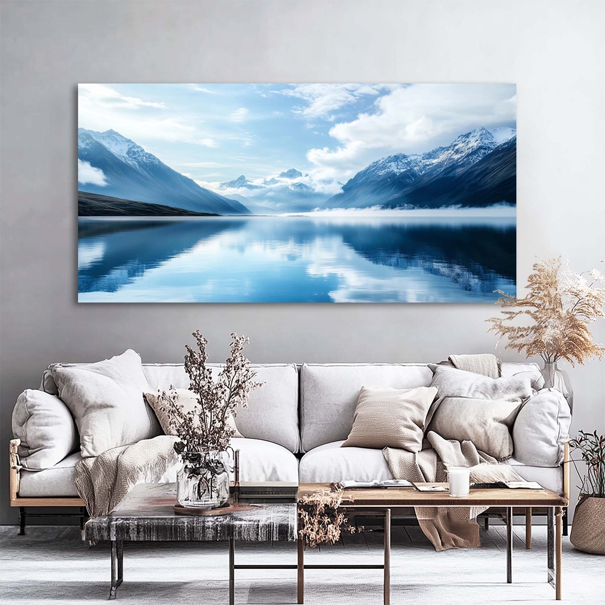 Blue Nature Wall Art for Living Room Canvas Painting Prints Art Deco Artwork Office Bedroom Decor